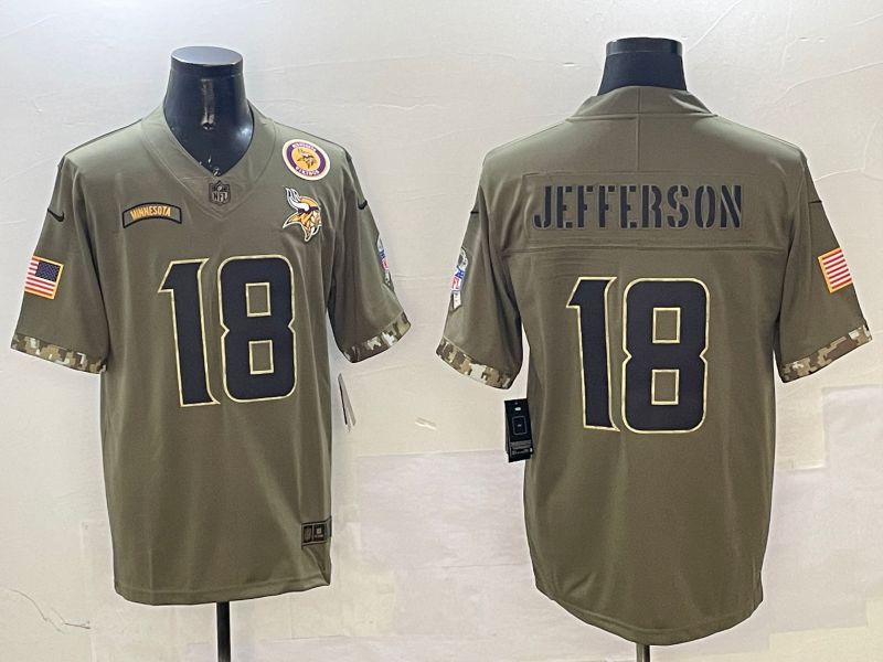 Men Minnesota Vikings #18 Jefferson Green Nike 2025 Salute to Service Limited NFL Jersey style 2